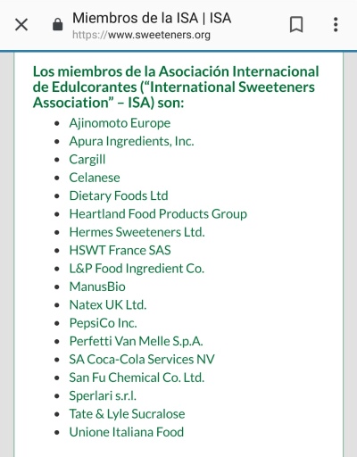Miembros de la Asociación Internacional de Edulcorantes